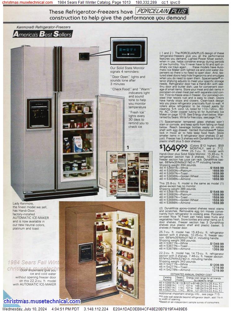 1984 Sears Fall Winter Catalog, Page 1013