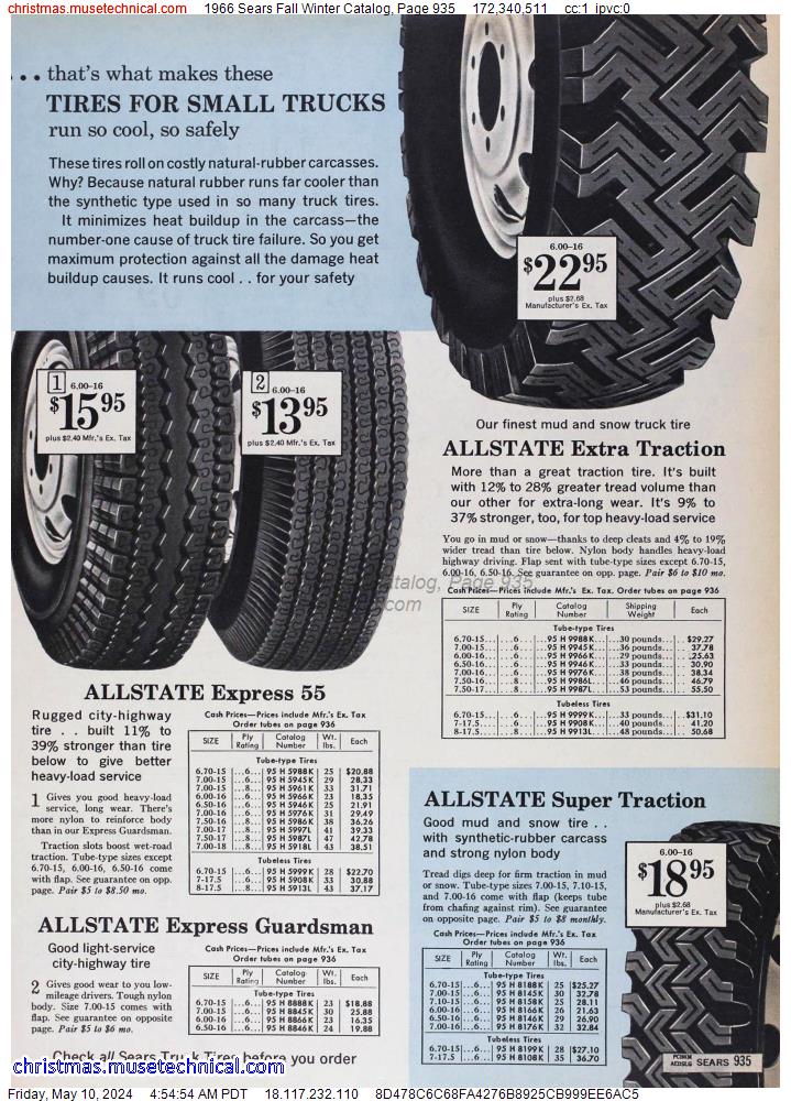 1966 Sears Fall Winter Catalog, Page 935