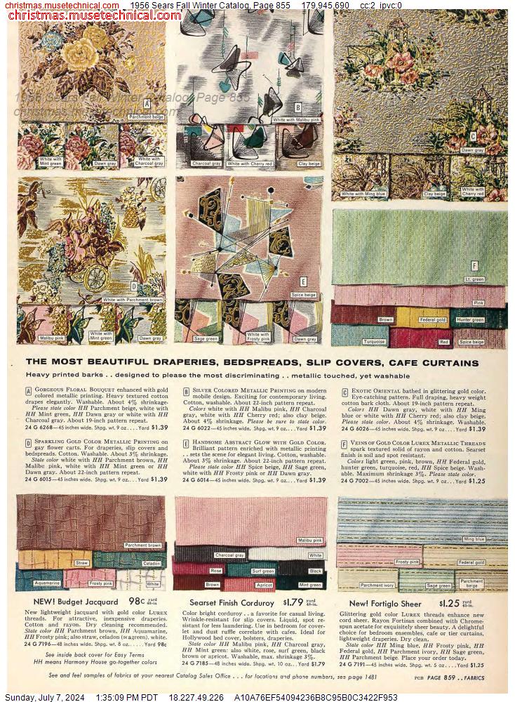 1956 Sears Fall Winter Catalog, Page 855