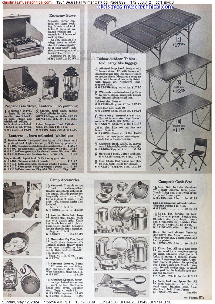 1964 Sears Fall Winter Catalog, Page 839