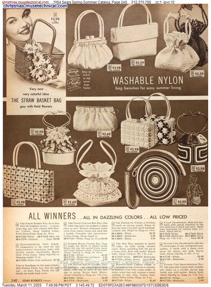 1954 Sears Spring Summer Catalog, Page 240