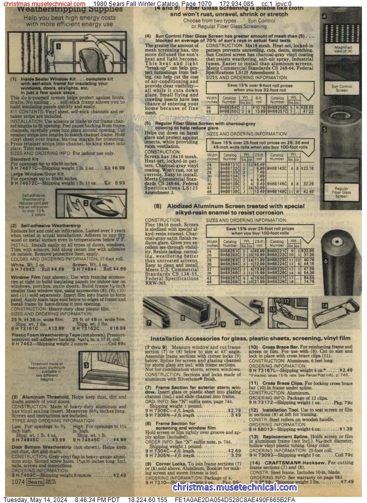 1980 Sears Fall Winter Catalog, Page 1070