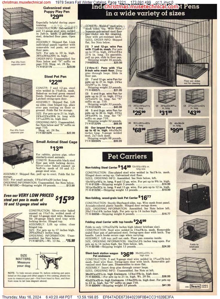 1978 Sears Fall Winter Catalog, Page 1221