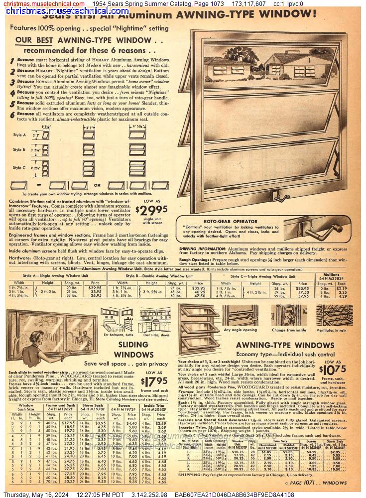 1954 Sears Spring Summer Catalog, Page 1073