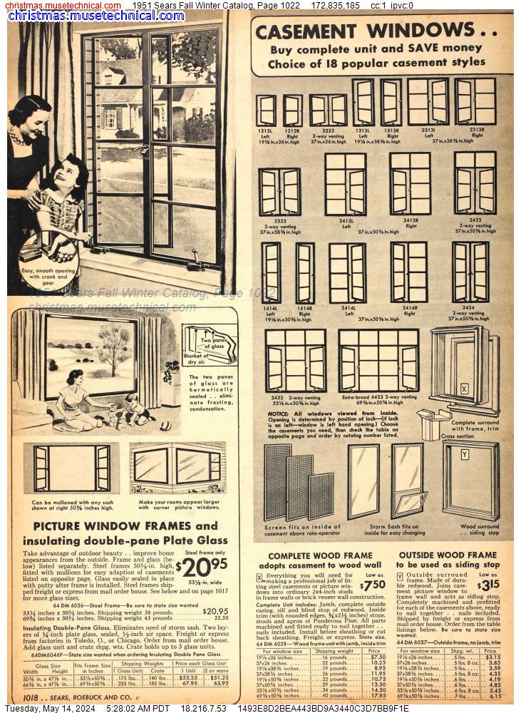 1951 Sears Fall Winter Catalog, Page 1022