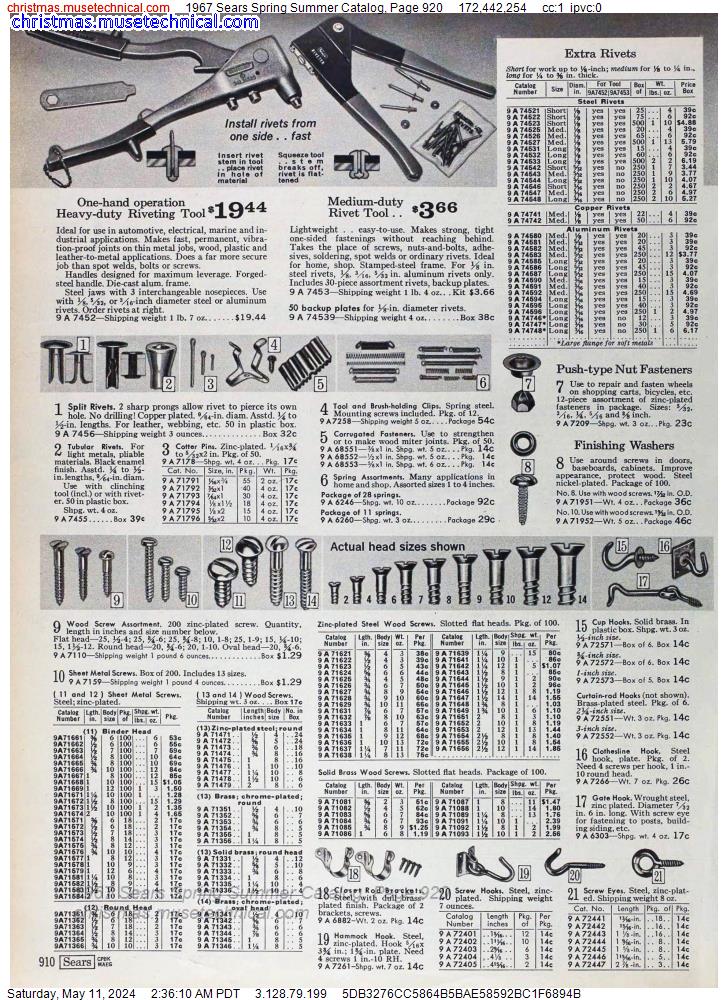 1967 Sears Spring Summer Catalog, Page 920