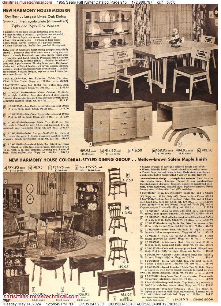 1955 Sears Fall Winter Catalog, Page 915