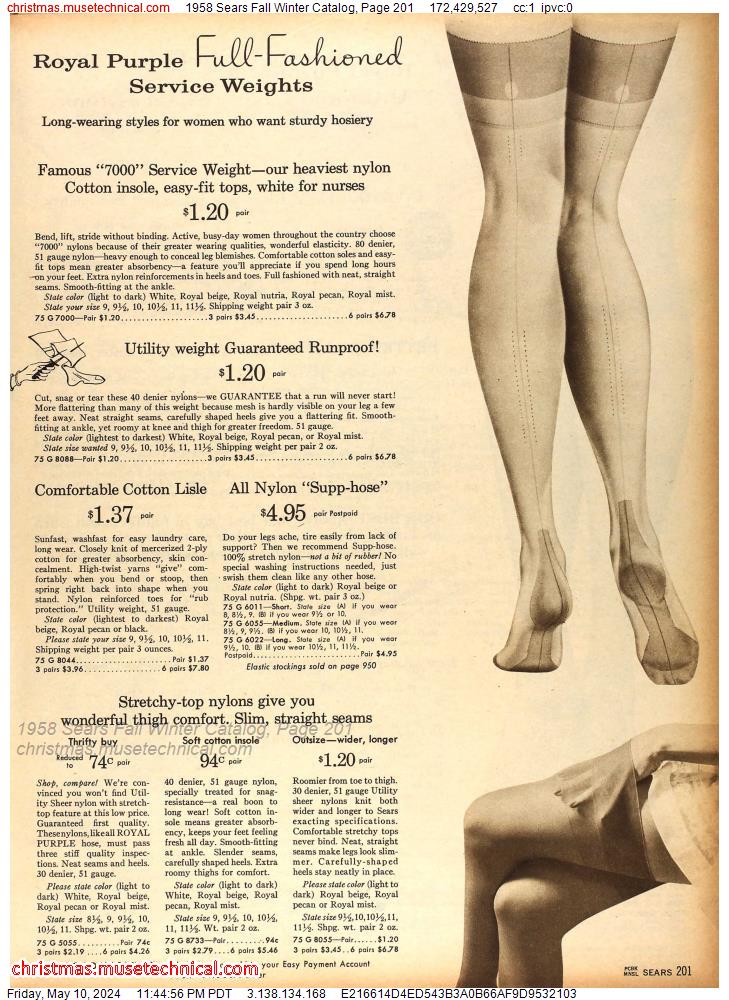 1958 Sears Fall Winter Catalog, Page 201