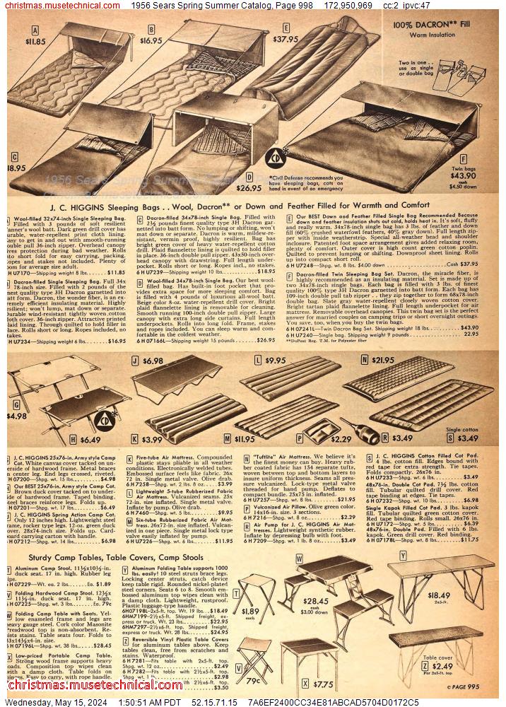 1956 Sears Spring Summer Catalog, Page 998