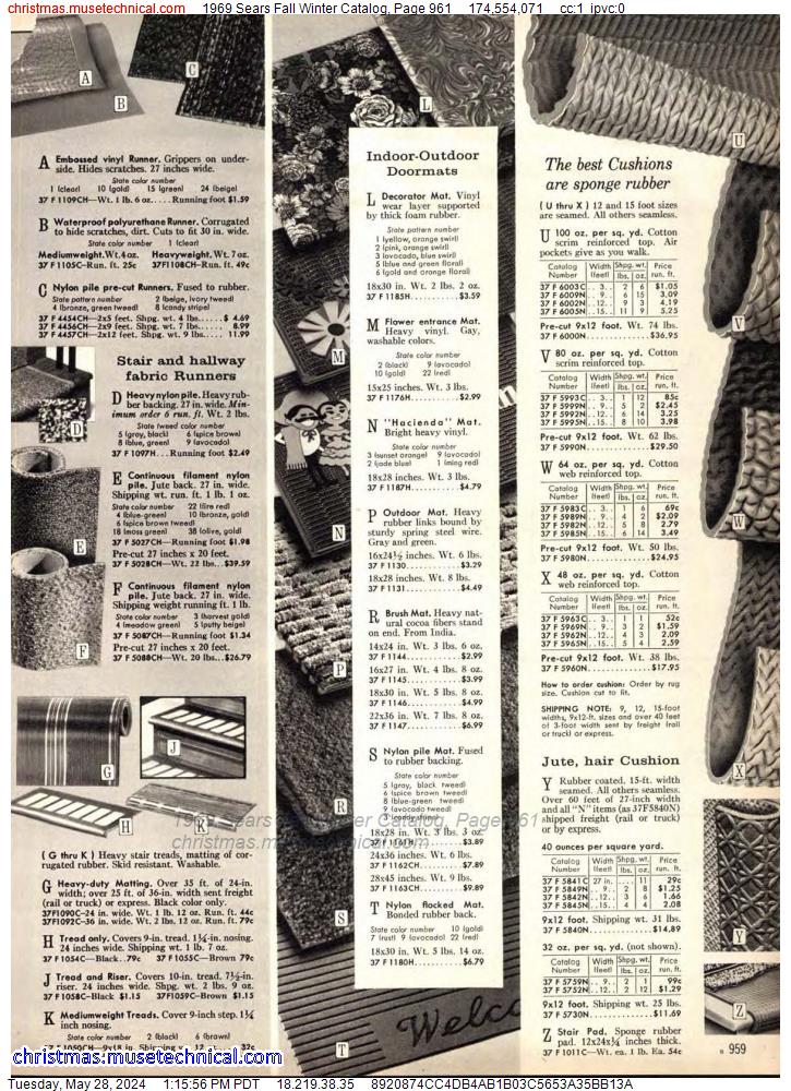 1969 Sears Fall Winter Catalog, Page 961