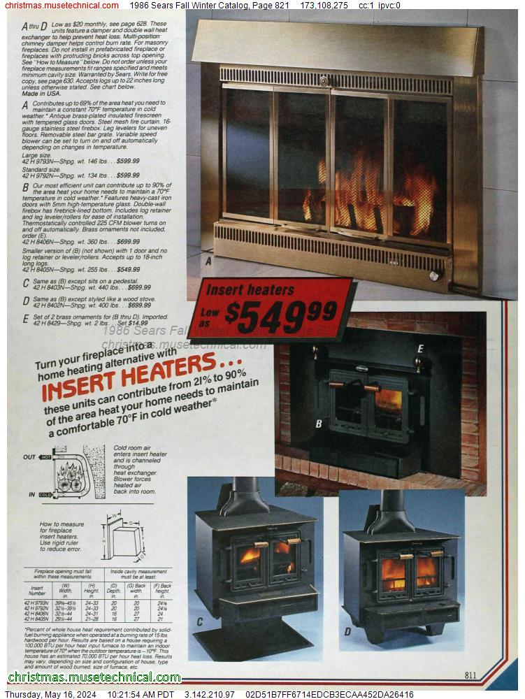 1986 Sears Fall Winter Catalog, Page 821