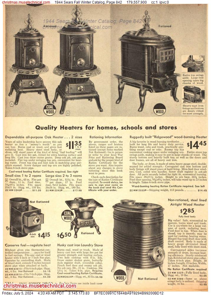 1944 Sears Fall Winter Catalog, Page 842
