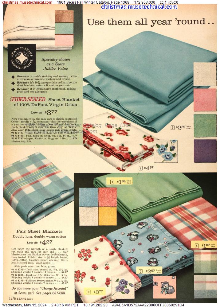 1961 Sears Fall Winter Catalog, Page 1369