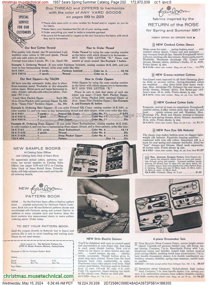 1957 Sears Spring Summer Catalog, Page 202