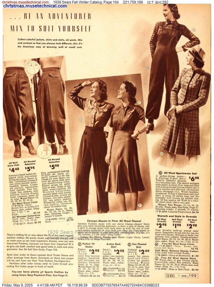 1939 Sears Fall Winter Catalog, Page 104
