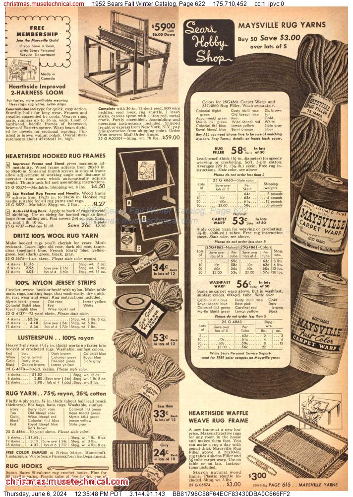 1952 Sears Fall Winter Catalog, Page 622