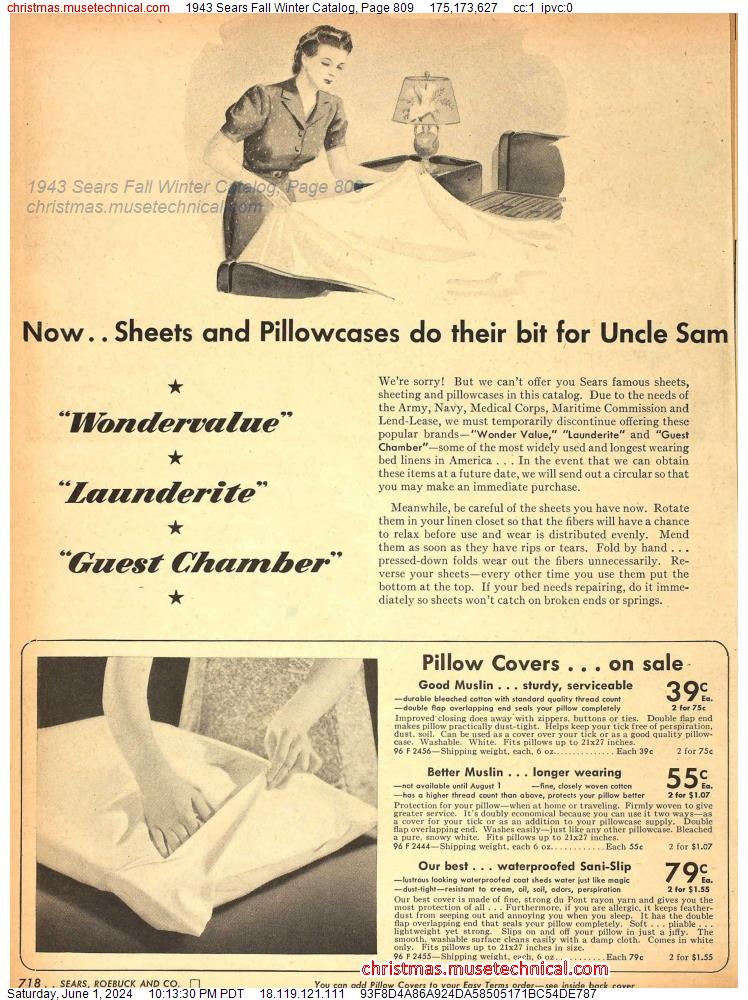 1943 Sears Fall Winter Catalog, Page 809