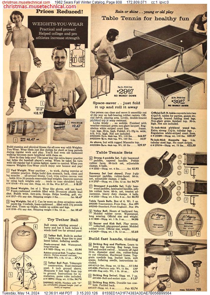 1962 Sears Fall Winter Catalog, Page 808