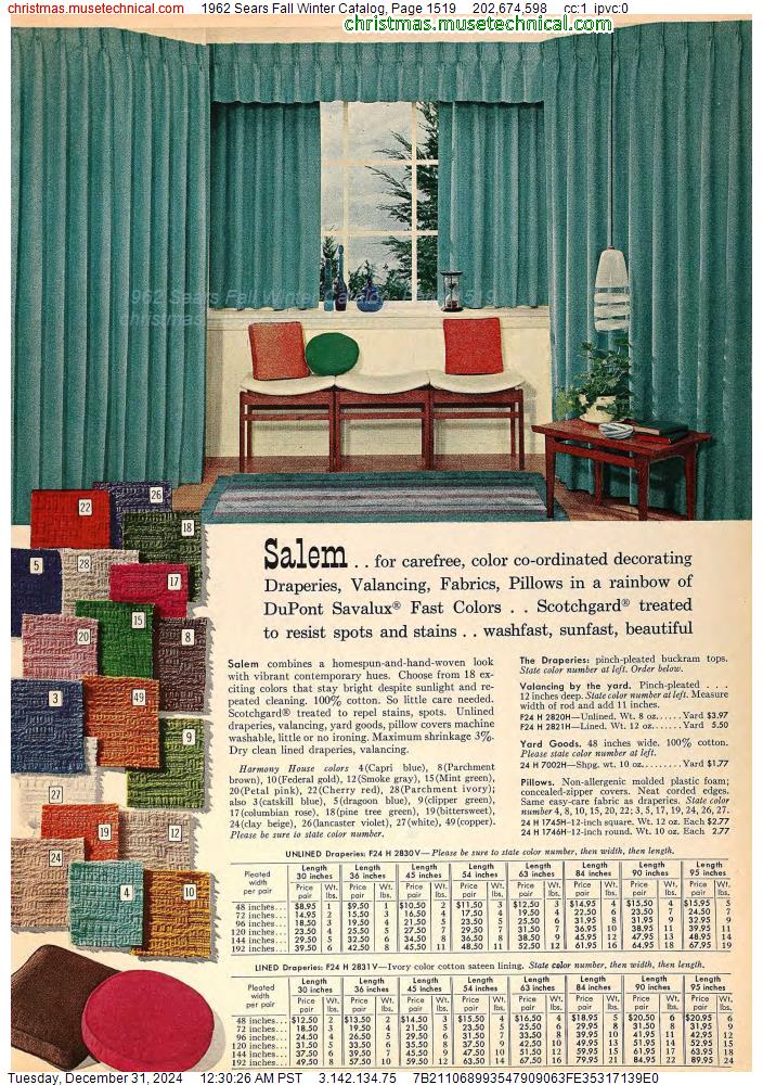 1962 Sears Fall Winter Catalog, Page 1519