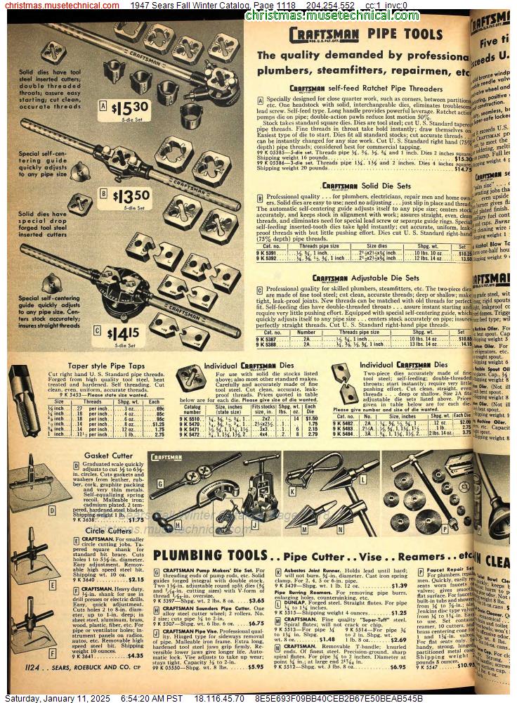 1947 Sears Fall Winter Catalog, Page 1118