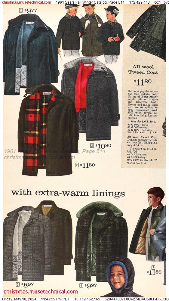 1961 Sears Fall Winter Catalog, Page 514