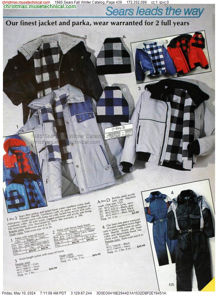 1985 Sears Fall Winter Catalog, Page 439