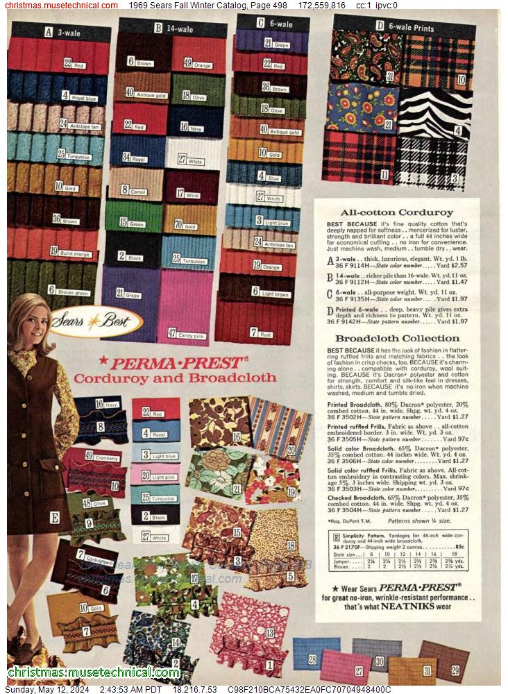 1969 Sears Fall Winter Catalog, Page 498