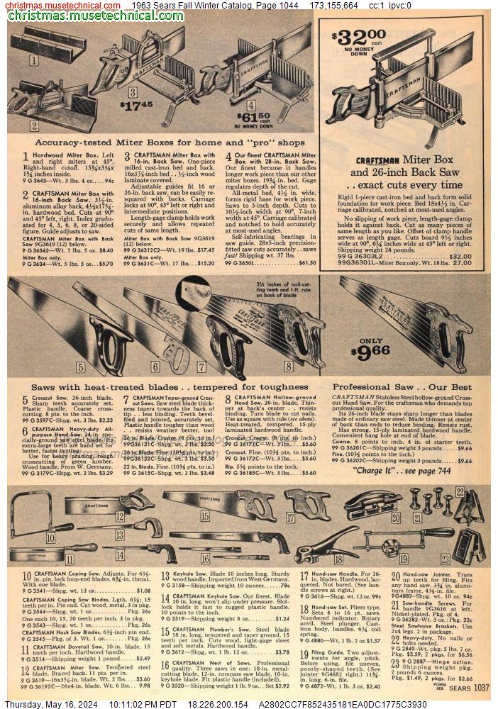 1963 Sears Fall Winter Catalog, Page 1044