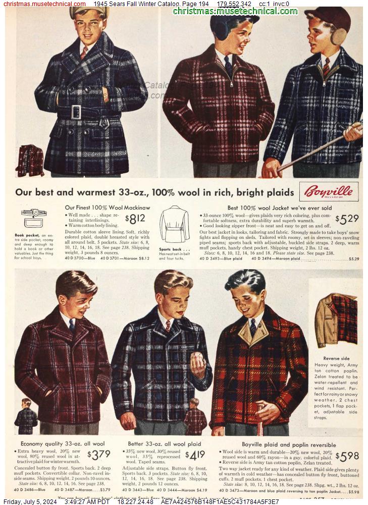 1945 Sears Fall Winter Catalog, Page 194