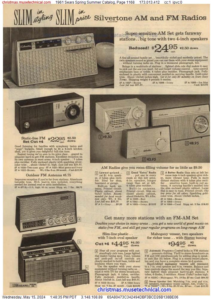 1961 Sears Spring Summer Catalog, Page 1168