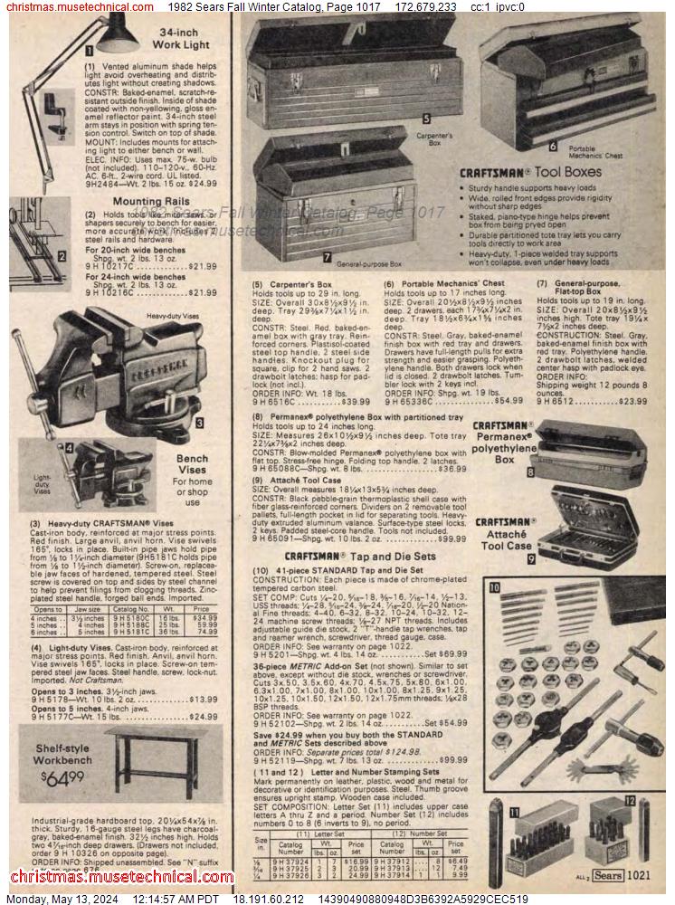1982 Sears Fall Winter Catalog, Page 1017