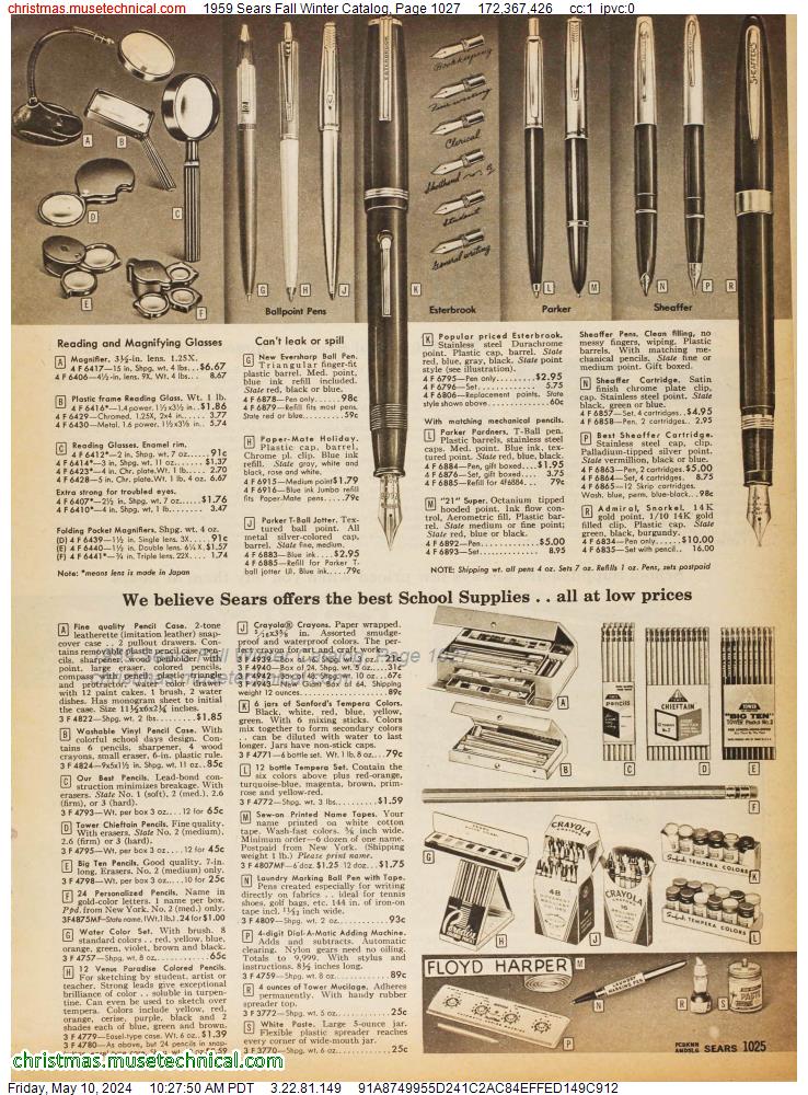 1959 Sears Fall Winter Catalog, Page 1027