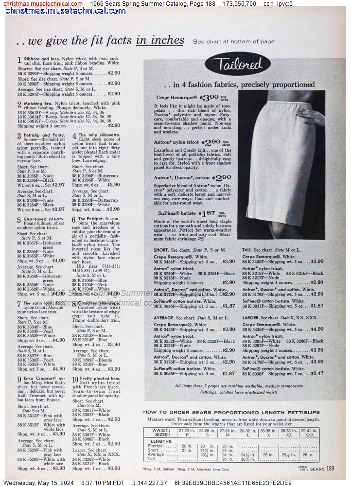 1966 Sears Spring Summer Catalog, Page 188