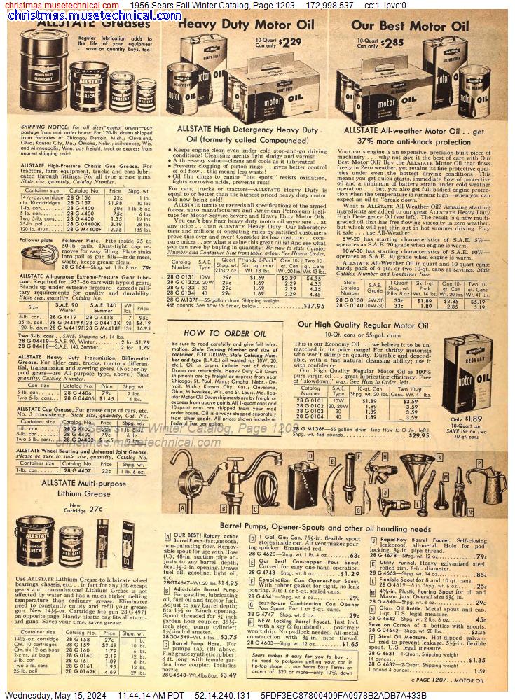 1956 Sears Fall Winter Catalog, Page 1203