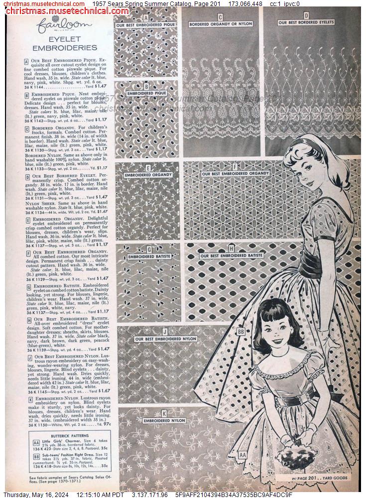 1957 Sears Spring Summer Catalog, Page 201