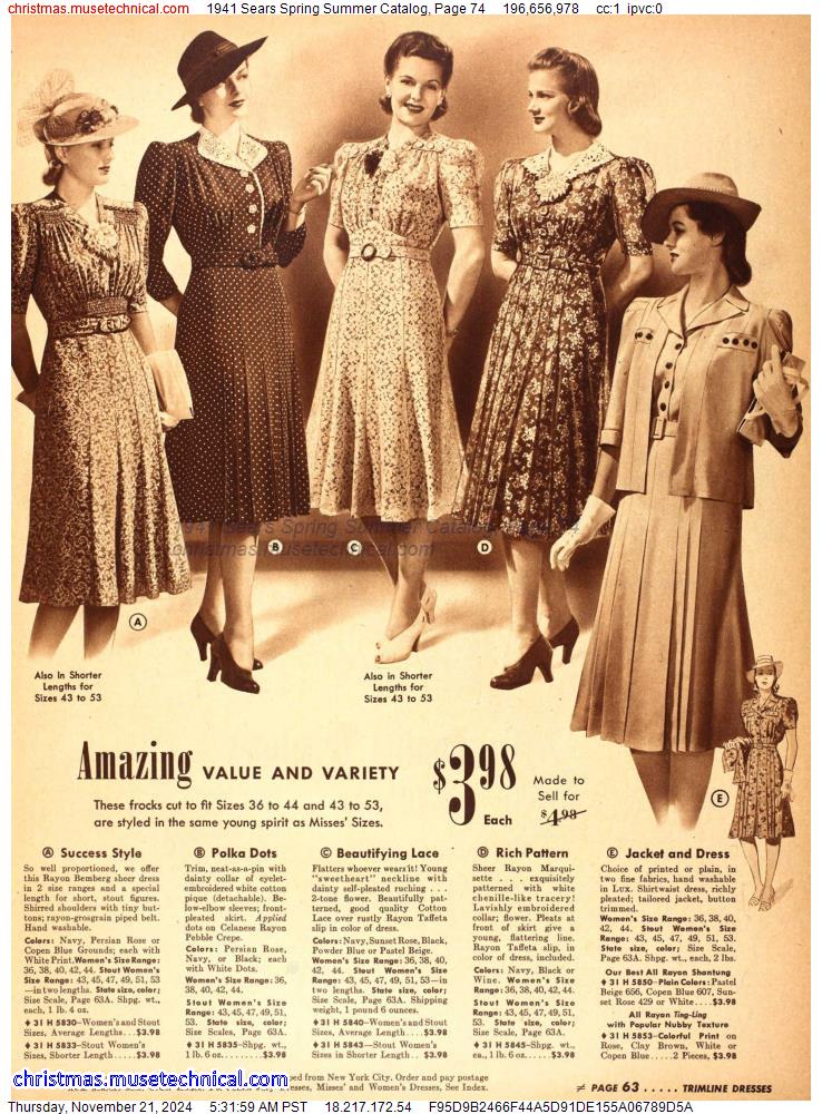 1941 Sears Spring Summer Catalog, Page 74