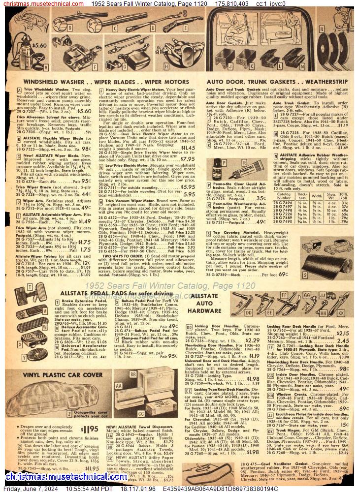 1952 Sears Fall Winter Catalog, Page 1120
