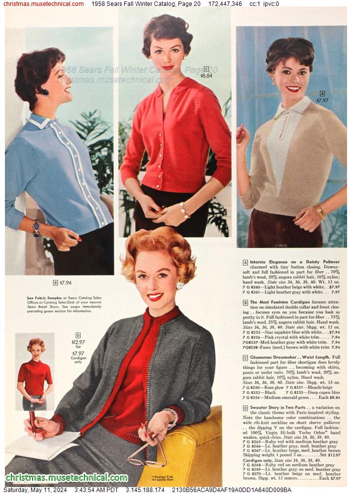 1958 Sears Fall Winter Catalog, Page 20