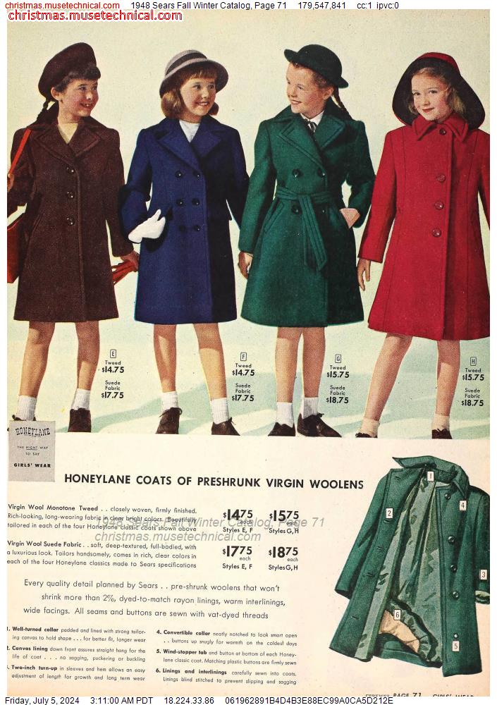 1948 Sears Fall Winter Catalog, Page 71