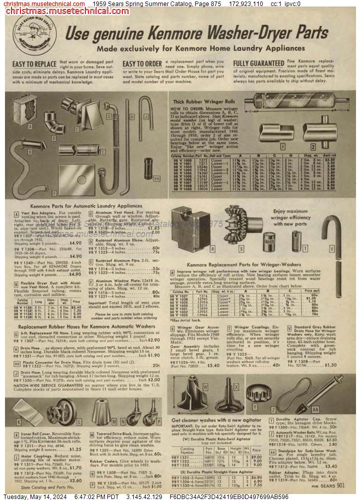 1959 Sears Spring Summer Catalog, Page 875