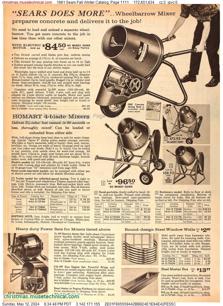 1961 Sears Fall Winter Catalog, Page 1111