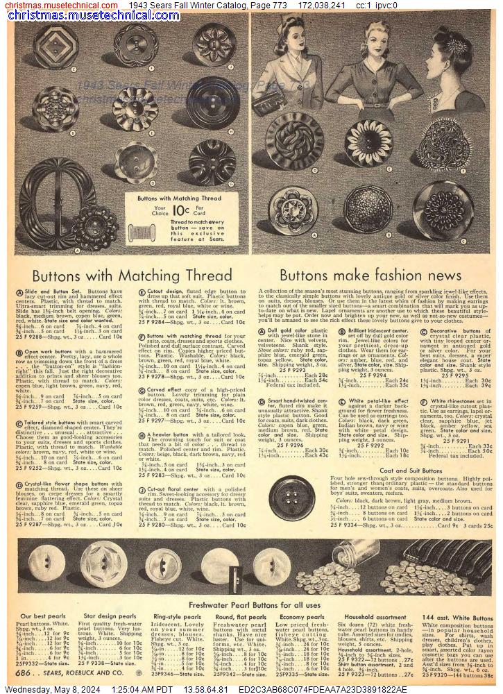 1943 Sears Fall Winter Catalog, Page 773