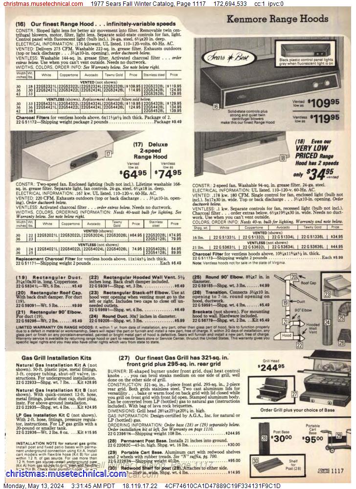 1977 Sears Fall Winter Catalog, Page 1117