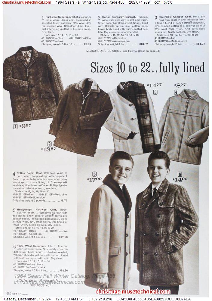 1964 Sears Fall Winter Catalog, Page 456