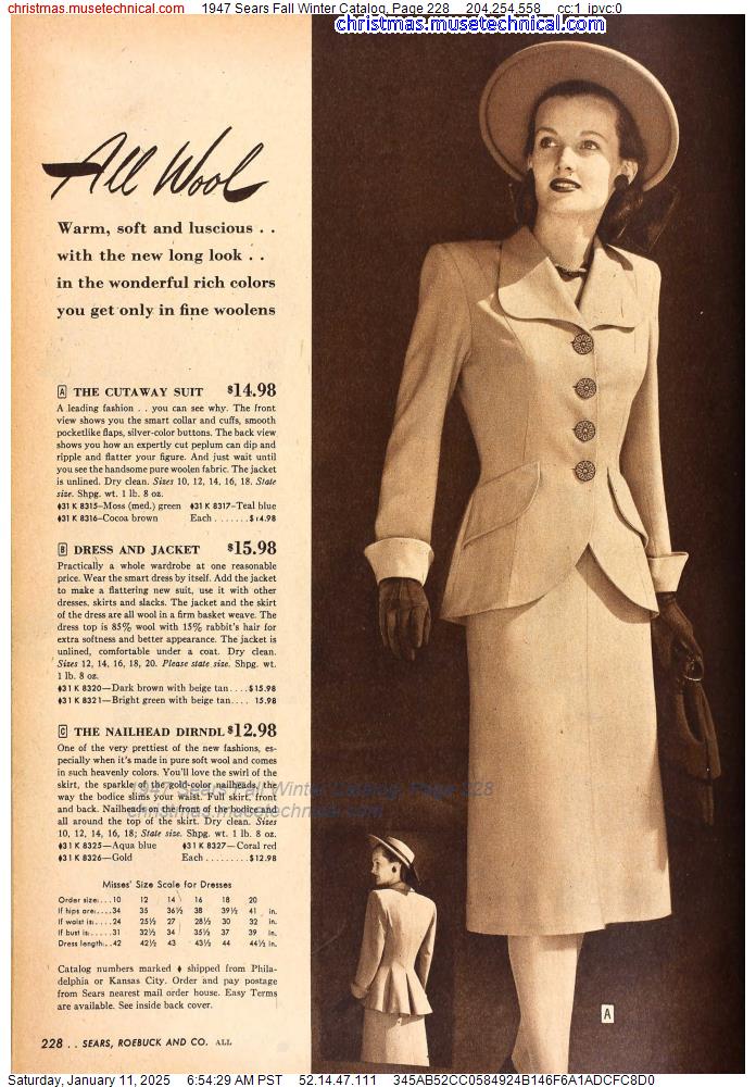 1947 Sears Fall Winter Catalog, Page 228