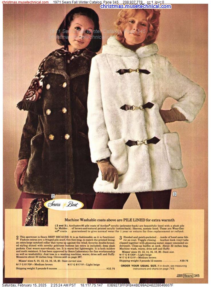 1971 Sears Fall Winter Catalog, Page 345