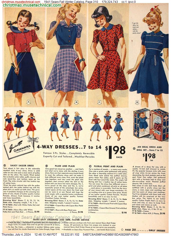 1941 Sears Fall Winter Catalog, Page 310