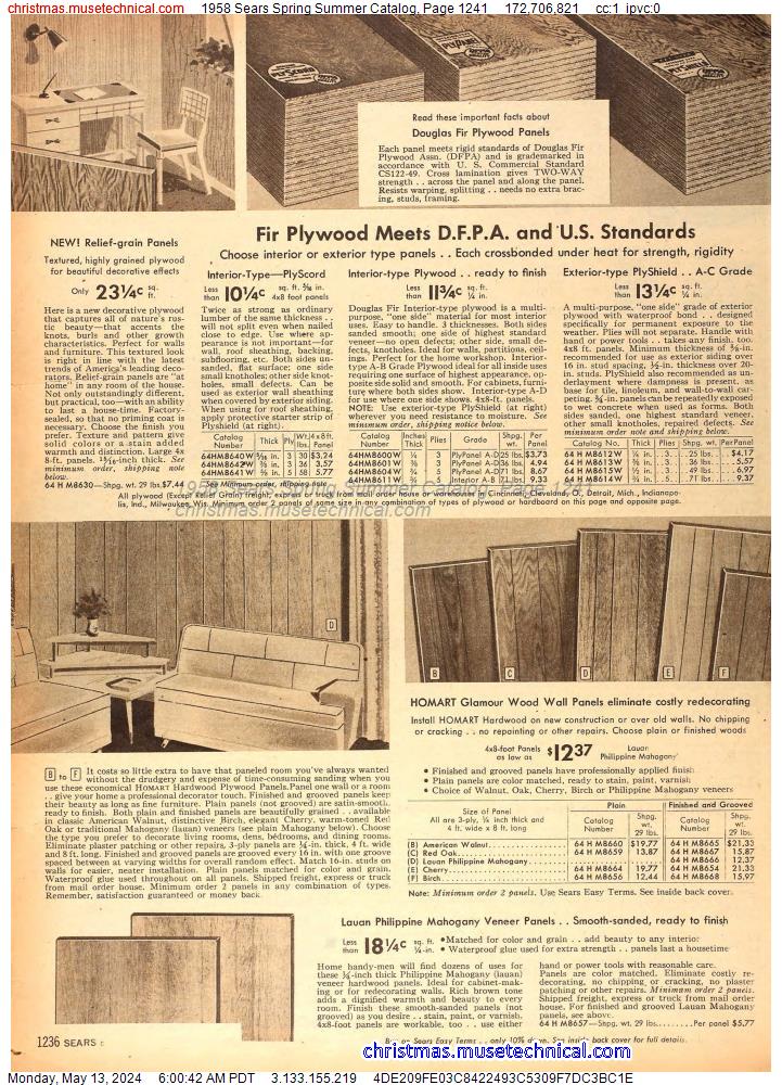 1958 Sears Spring Summer Catalog, Page 1241
