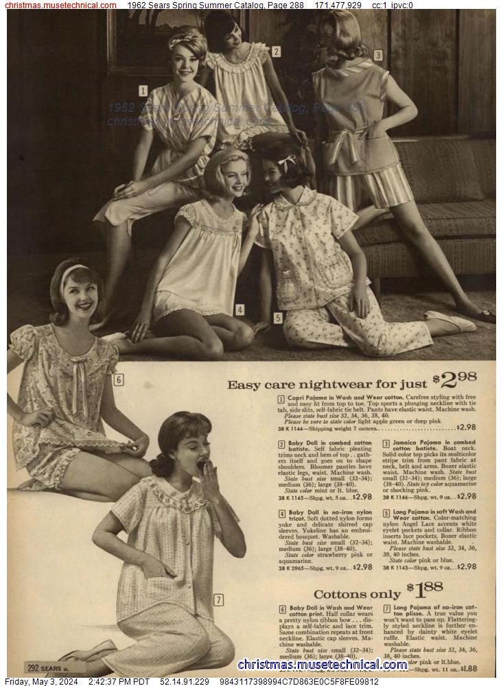 1962 Sears Spring Summer Catalog, Page 288