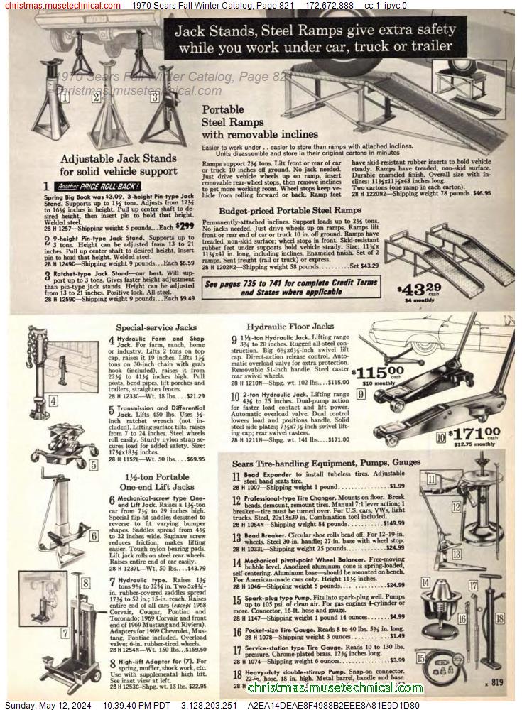 1970 Sears Fall Winter Catalog, Page 821